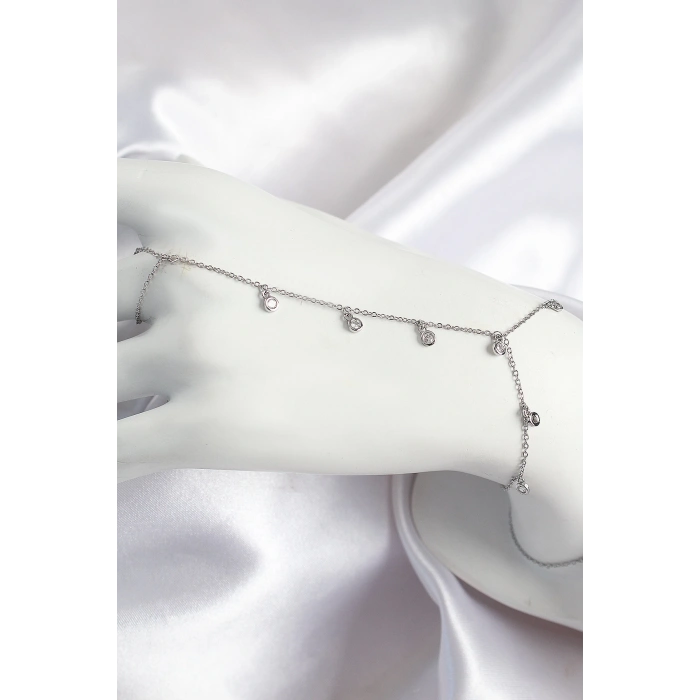 Dodes Dodes Pirinç Zirkon Taşlı Sallantılı Model Gümüş Renk Kadın Şahmeran TG27SN700