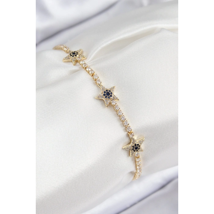 Dodes Dodes Pirinç Zirkon Taşlı Yıldız Model Gold Renk Kadın Bileklik TG27BB7903