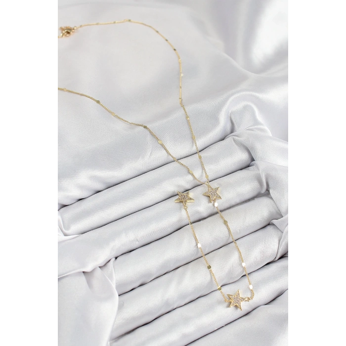Dodes Dodes Pirinç Zirkon Taşlı Yıldız Model Gold Renk Y Kolye TG27BKO10454