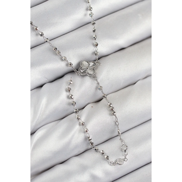 Dodes Dodes Pirinç Zirkon Taşlı Yonca Model Gümüş Renk Kadın Y Kolye TG27BKO10498