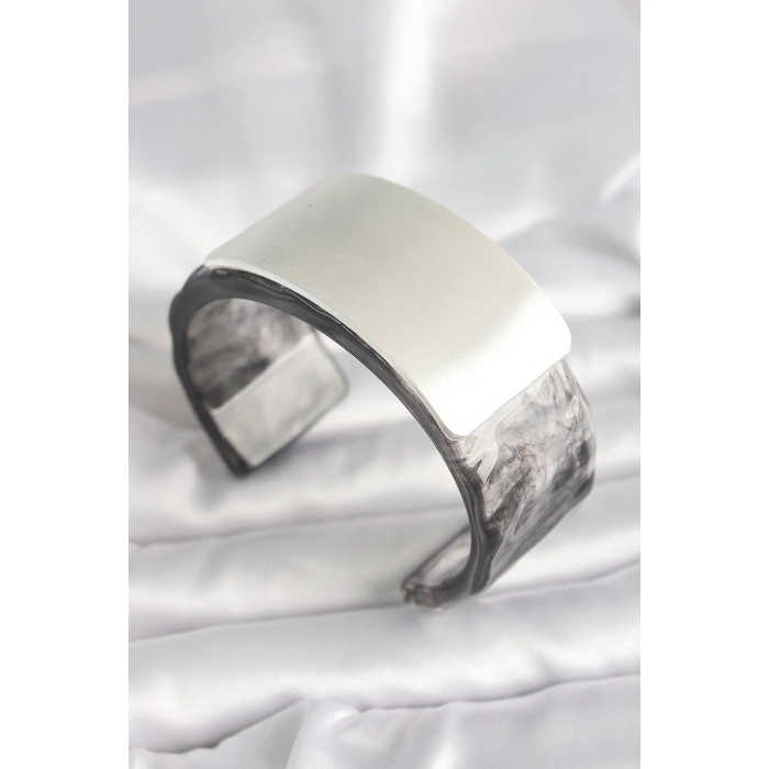 Dodes Dodes Siyah Mermer Desen Akrilik Plastik Dikdörtgen Plaka Model Vintage Kadın Bilezik TG27BB6675