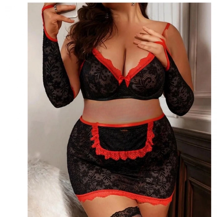 Dodes Tegan Fantazi Seksi Dantel Babydol Fantezi Gecelik (Çorapsız) TG279233