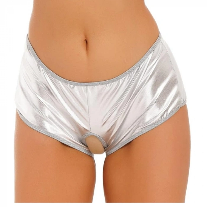 Dodes Tegan Fantezi Gümüş Özel Bölgeleri Açık Parlak Külot TG270049