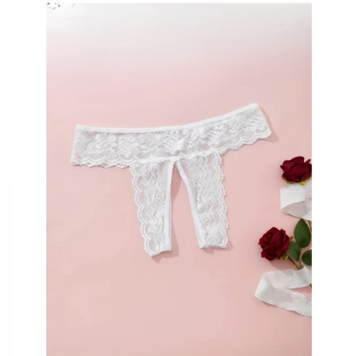 Dodes Tegan Fantezi Kadın 3lü Özel Bölgeleri Açık Dantelli Tanga seti TG270045