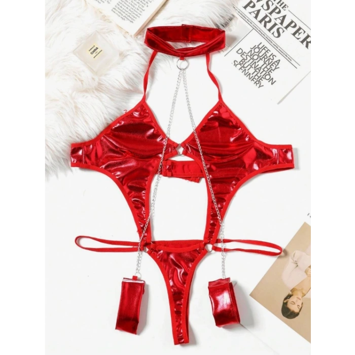 Dodes Tegan Fantezi Seksi Zincirli Kelepçeli Lame Gecelik TG275440-K