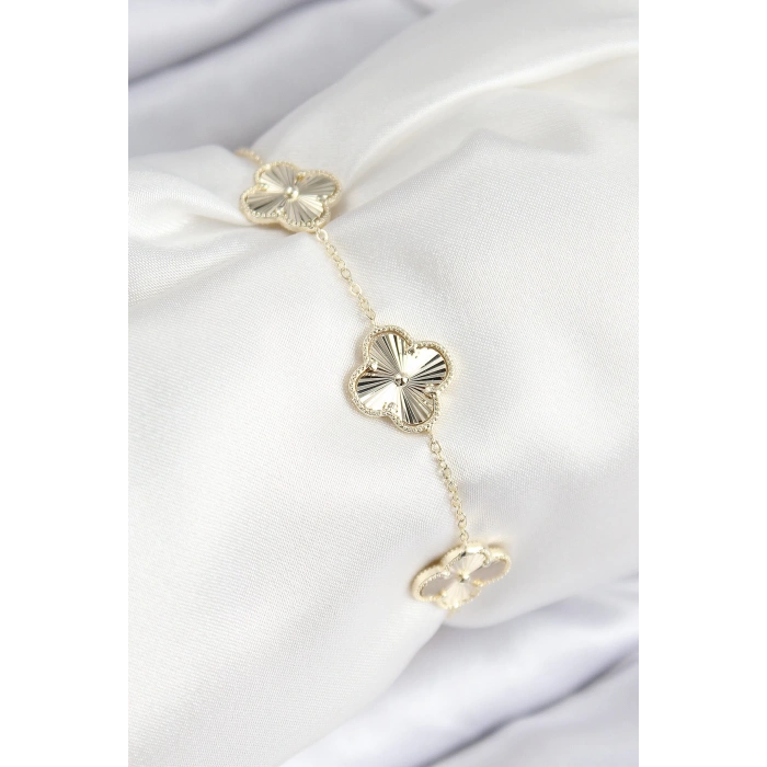 Dodes Dodes VIP Pirinç Yonca Model Gold Renk Kadın Bileklik TG27BB7783