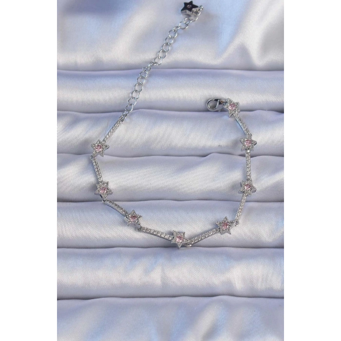 Dodes Dodes Vip Seri Pirinç Gümüş Renk Zirkon Taşlı Halley Yıldız Model Bileklik TG27BB6300