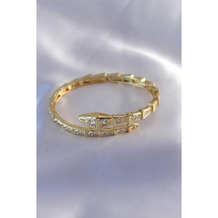 Dodes Dodes VIP Seri Yılan Model Gold Renk Kadın Kelepçe Bileklik TG27BB5489