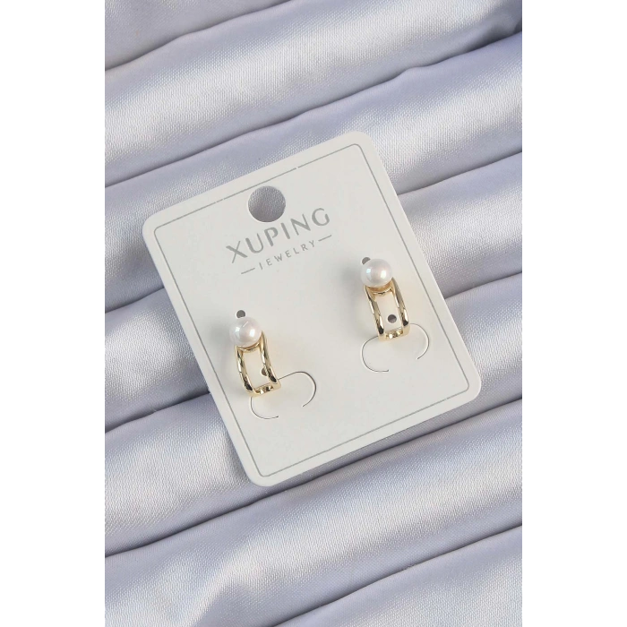 Dodes Dodes Xuping Gold Renk İnci Taşlı Halka Küpe TG27BKP9386