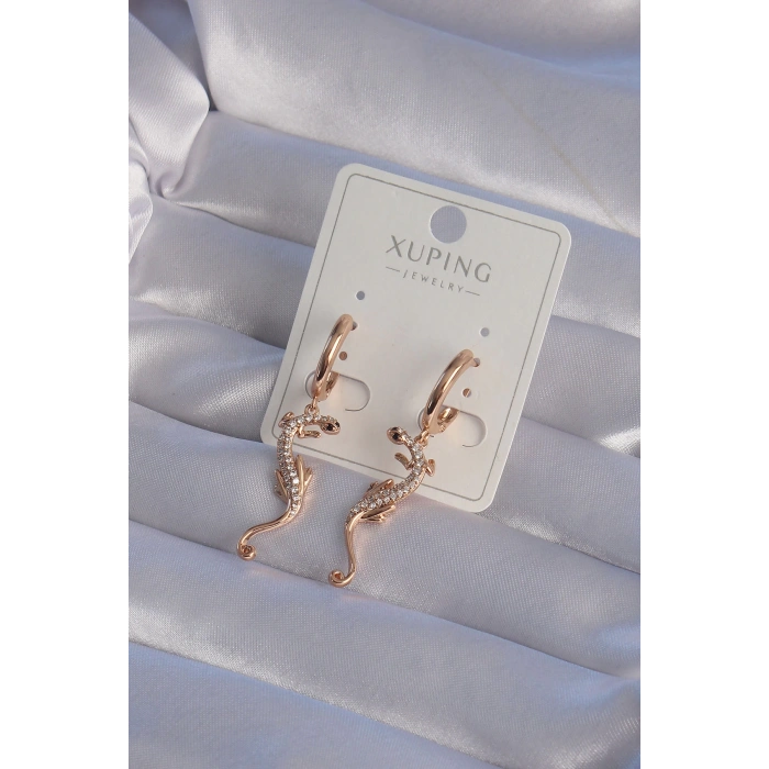 Dodes Dodes XUPİNG Rose Renk Zirkon Taşlı Kertenkele Model Halka Küpe TG27BKP9368