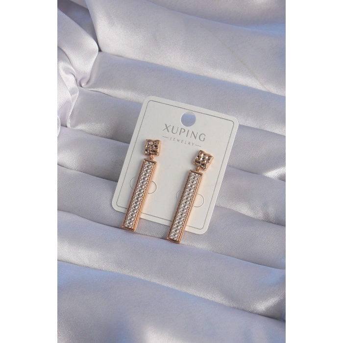 Dodes Dodes Xuping Rose Renk Zirkon Taşlı Su Yolu Küpe TG27BKP9430