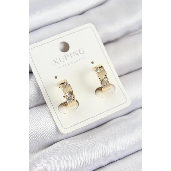 Dodes Dodes Xuping Zirkon Taşlı Desenli Halka Model Gold Renk Kadın Küpe TG27BKP10851