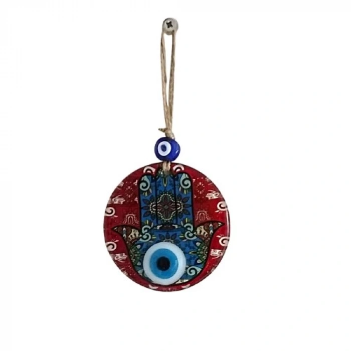 Dodes Fatma Ana Bereket Eli Desenli Nazar Boncuklu Duvar Süsü 10 Cm Cam Duvar Süsü