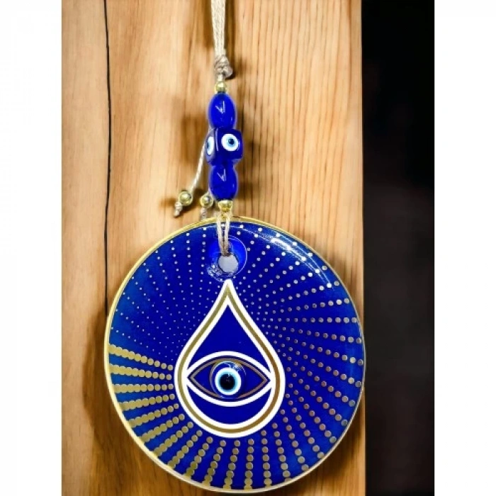 Dodes Gold Puantiyeli Mavi Cam Nazar Boncuklu Göz Duvar Süsü
