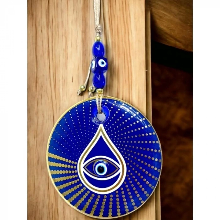 Dodes Gold Puantiyeli Mavi Cam Nazar Boncuklu Göz Duvar Süsü