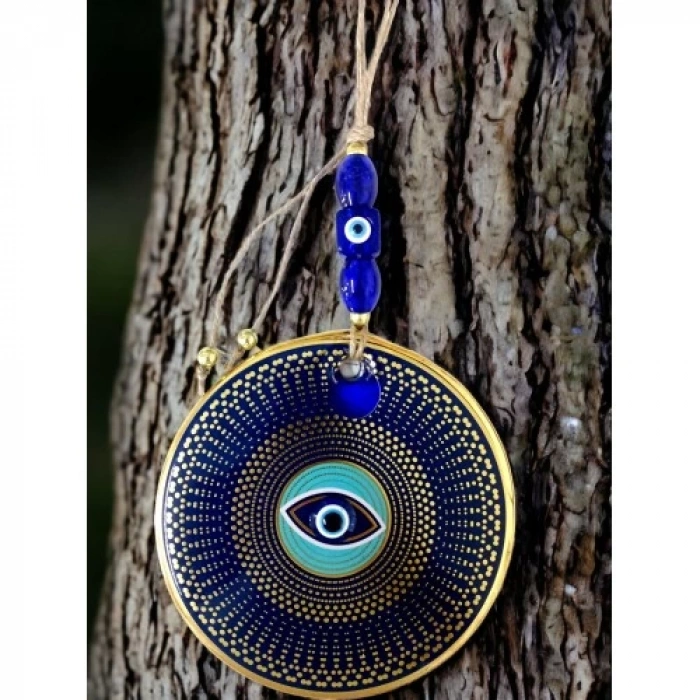 Dodes Gold Puantiyeli Nazar Boncuklu Göz Duvar Süsü Cam Duvar Dekoru