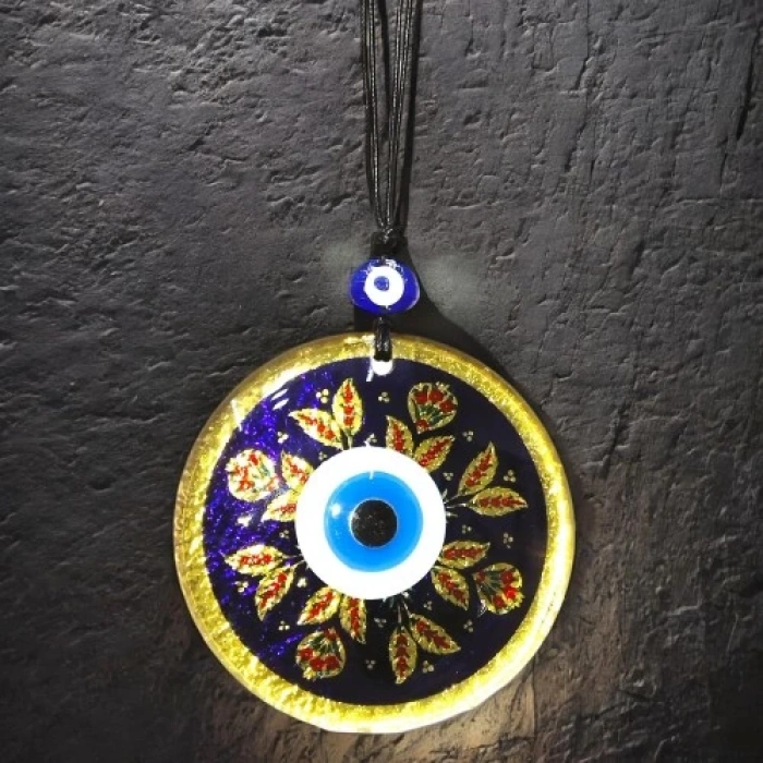 Dodes Kırmızı Laleli Gold Renk Cam Süs Altın Varaklı Duvar Dekoru