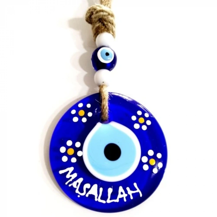 Dodes Maşallah Yazılı Papatya Desenli Nazar Boncuklu El Boyaması Duvar Süsü