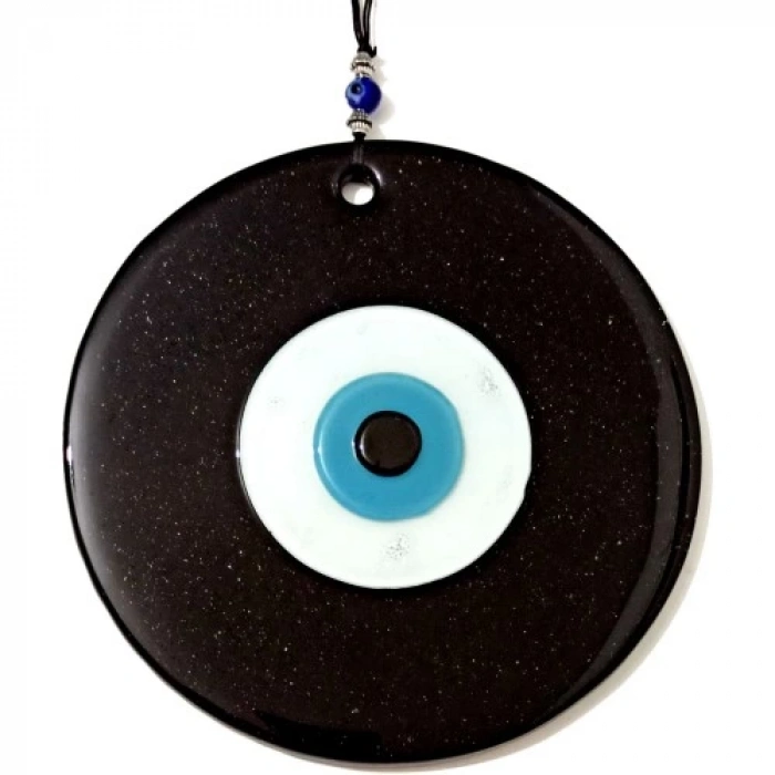 Dodes Mavi Nazar Boncuklu 16 Santimetre El Yapımı Siyah Duvar Süsü Nazarlık