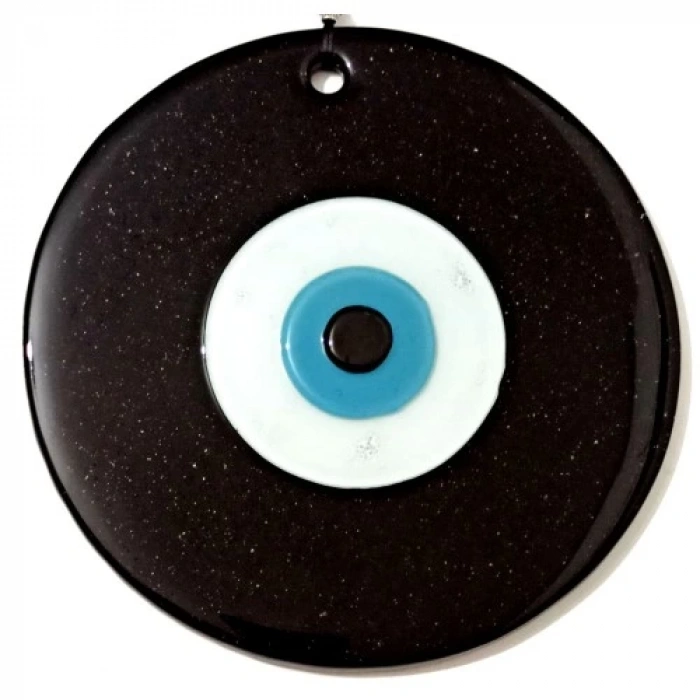 Dodes Mavi Nazar Boncuklu 16 Santimetre El Yapımı Siyah Duvar Süsü Nazarlık