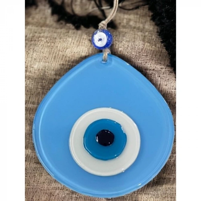 Dodes Mavi Nazar Boncuklu Açık Mavi Renk Nazar Boncuklu Damla Desen El Yapımı Duvar Süsü