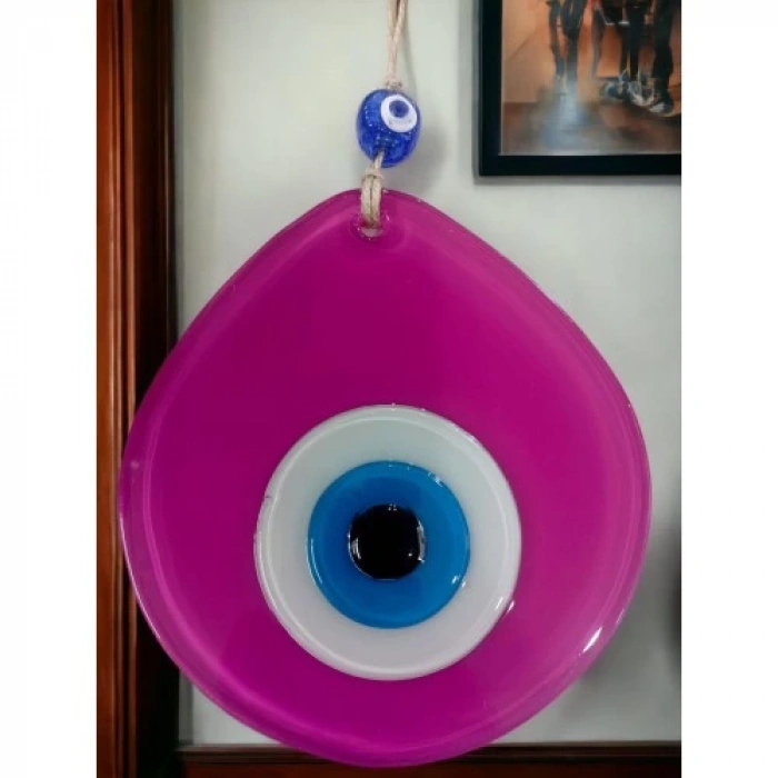 Dodes Mavi Nazar Boncuklu Pembe Renk Nazar Boncuklu Damla Desen El Yapımı Duvar Süsü