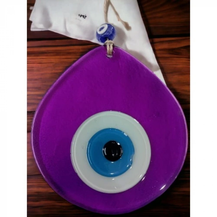 Dodes Mavi Nazar Boncuklu Şeffaf Mor Renk Nazar Boncuklu Damla Desen El Yapımı Duvar Süsü