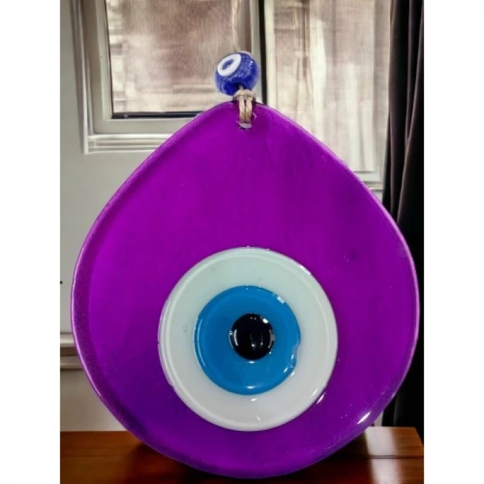 Dodes Mavi Nazar Boncuklu Şeffaf Mor Renk Nazar Boncuklu Damla Desen El Yapımı Duvar Süsü