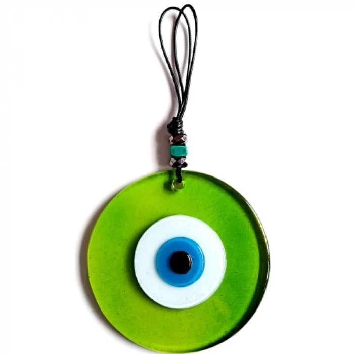 Dodes Mavi Nazar Boncuklu Şeffaf Yeşil El Yapımı Duvar Süsü