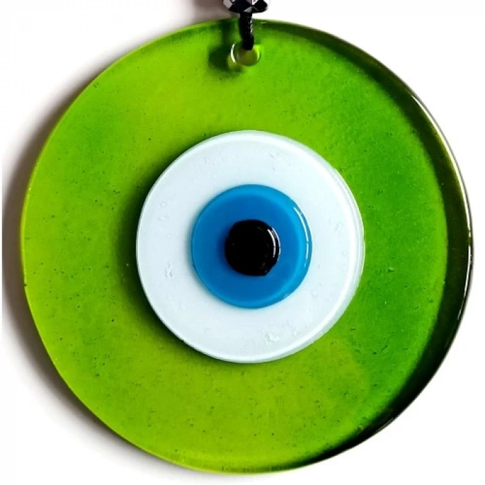 Dodes Mavi Nazar Boncuklu Şeffaf Yeşil El Yapımı Duvar Süsü