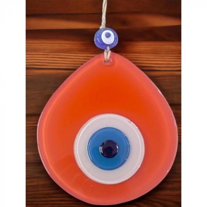 Dodes Mavi Nazar Boncuklu Turuncu Renk Nazar Boncuklu Damla Desen El Yapımı Duvar Süsü