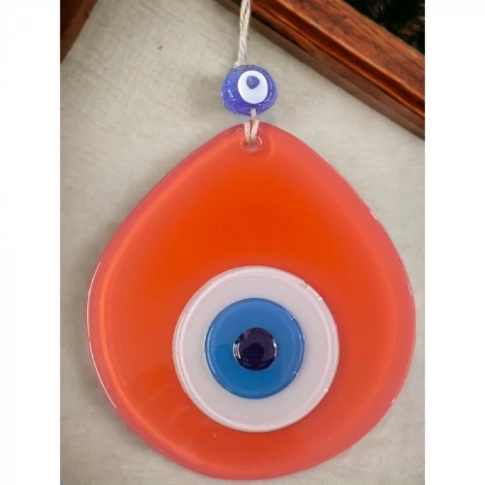 Dodes Mavi Nazar Boncuklu Turuncu Renk Nazar Boncuklu Damla Desen El Yapımı Duvar Süsü