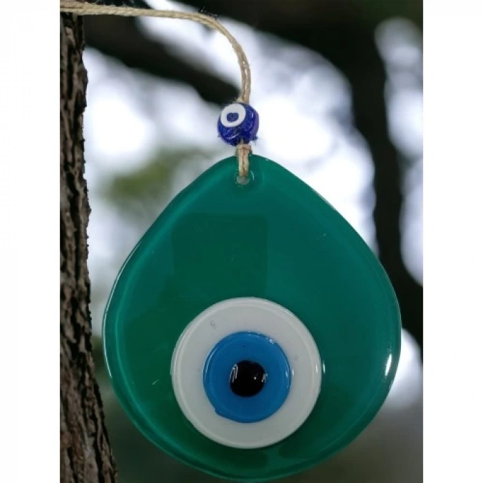 Dodes Mavi Nazar Boncuklu Yeşil Renk Nazar Boncuklu Damla Desen El Yapımı Duvar Süsü