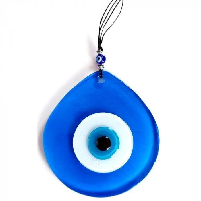 Dodes Mavi Renk Damla Model Nazar Boncuklu El Yapımı Cam Duvar Süsü Hediyelik Dekor