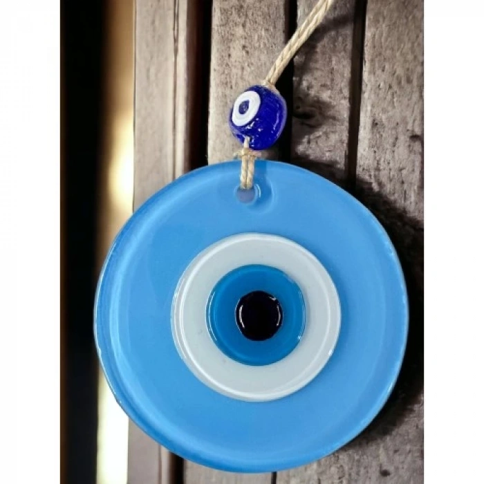 Dodes Mini Boy Bebe Mavisi Nazar Boncuklu Duvar Süsü 10 Cm Cam Duvar Dekoru