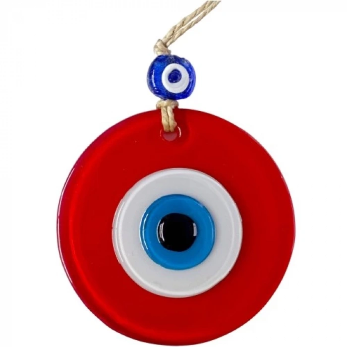 Dodes Mini Boy Kırmızı Nazar Boncuklu Duvar Süsü 10 Cm Cam Duvar Dekoru