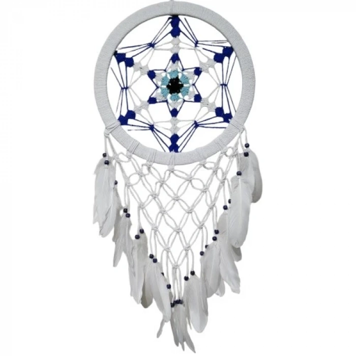 Dodes Nazar Boncuğu Renklerinde Yıldız Motifli Büyük Boy Düş Kapanı Duvar Dekoru