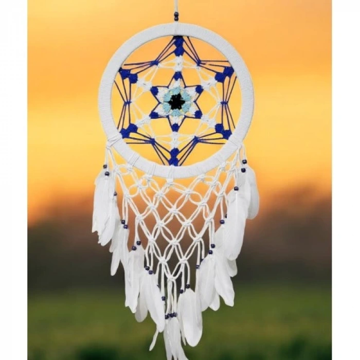 Dodes Nazar Boncuğu Renklerinde Yıldız Motifli Büyük Boy Düş Kapanı Duvar Dekoru