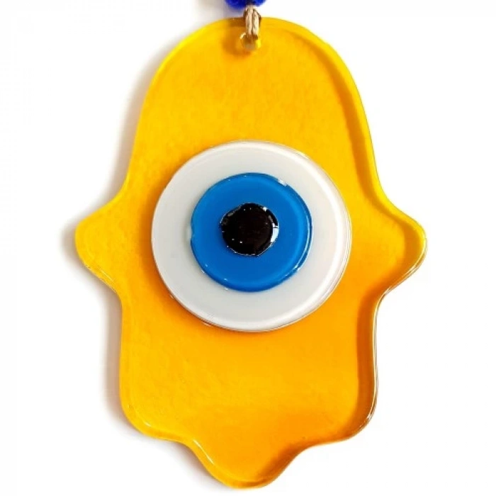 Dodes Nazar Boncuklu Bal Rengi Fatma Ana Bereket Eli Cam Duvar Süsü