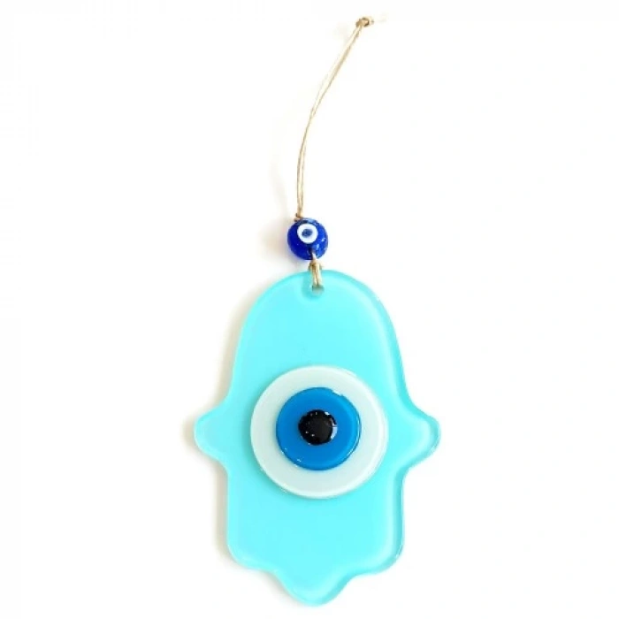 Dodes Nazar Boncuklu Turkuaz Renginde Fatma Ana Bereket Eli Cam Duvar Süsü