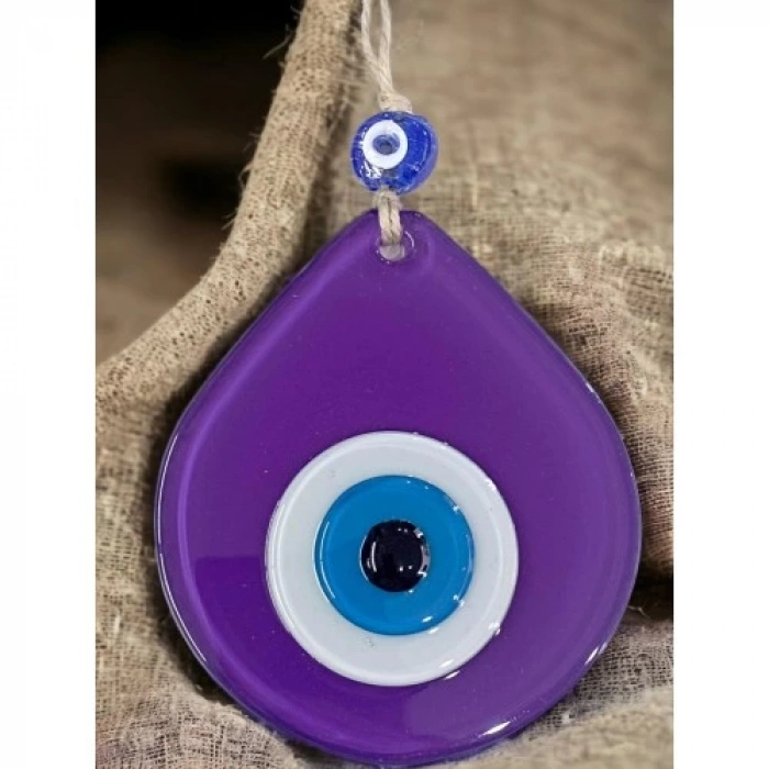 Dodes Orta Boy Mor Damla Desen Nazar Boncuklu Duvar Dekoru Cam Duvar Süsü