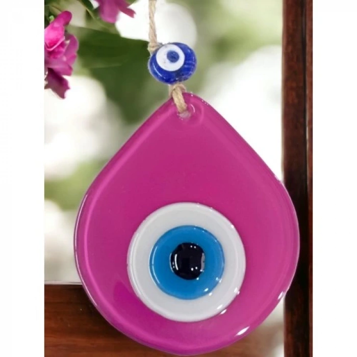 Dodes Orta Boy Pembe Damla Desen Nazar Boncuklu Duvar Dekoru Cam Duvar Süsü
