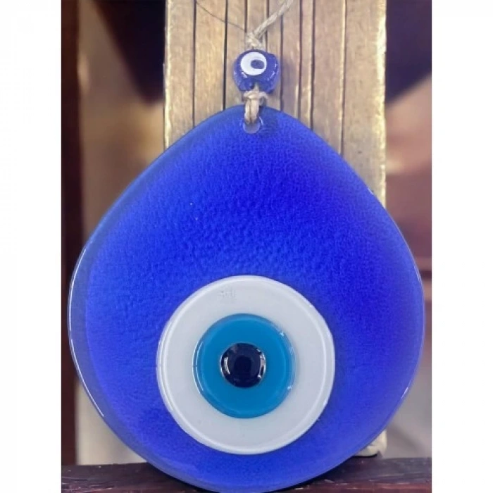 Dodes Orta Boy Şeffaf Mavi Damla Desen Nazar Boncuklu Duvar Dekoru Cam Duvar Süsü