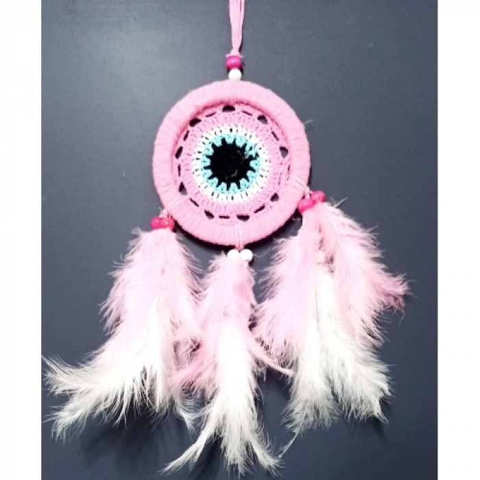 Dodes Pembe Dream Catcher Pembe Ve Beyaz Kuş Tüylü Düş Kapanı El Yapımı Duvar Süsü