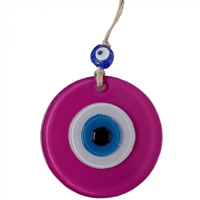 Dodes Pembe Nazar Boncuklu Duvar Süsü 10 Cm Cam Duvar Dekoru