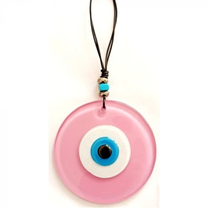 Dodes Pembe Renk Cam Nazar Boncuklu El Yapımı Özel Tasarım Duvar Süsü Hediyelik Eşya