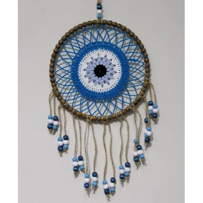 Dodes Petrol Mavisi Motifli Renkli Boncuklu El Yapımı Duvar Süsü