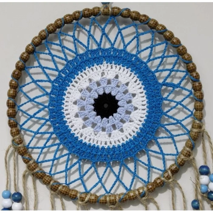 Dodes Petrol Mavisi Motifli Renkli Boncuklu El Yapımı Duvar Süsü