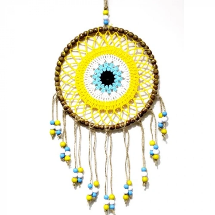 Dodes Sarı Motifli Renkli Boncuklu El Yapımı Duvar Süsü