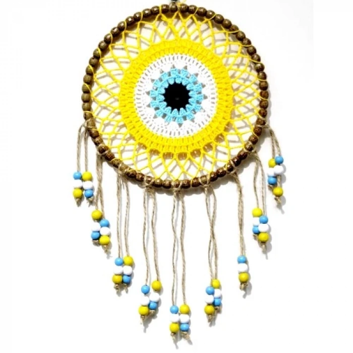 Dodes Sarı Motifli Renkli Boncuklu El Yapımı Duvar Süsü